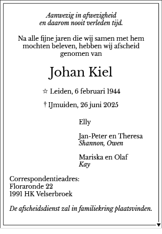 Familiebericht/overlijdensbericht