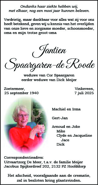 Familiebericht/overlijdensbericht