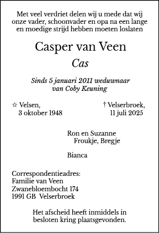 Familiebericht/overlijdensbericht