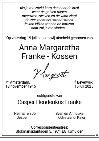 Familiebericht/overlijdensbericht