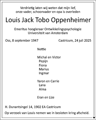 Familiebericht/overlijdensbericht
