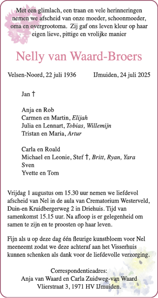 Familiebericht/overlijdensbericht