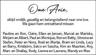 Familiebericht/overlijdensbericht