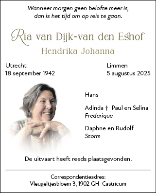 Familiebericht/overlijdensbericht