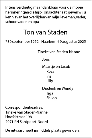 Familiebericht/overlijdensbericht
