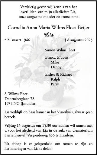 Familiebericht/overlijdensbericht