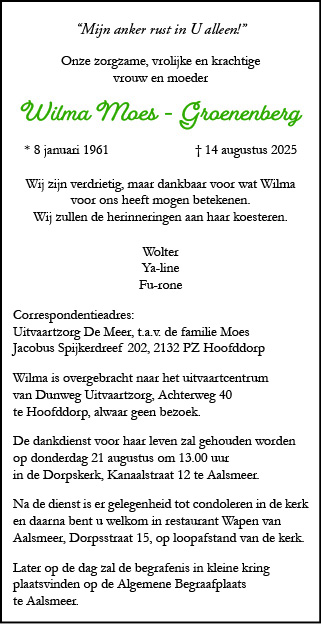 Familiebericht/overlijdensbericht