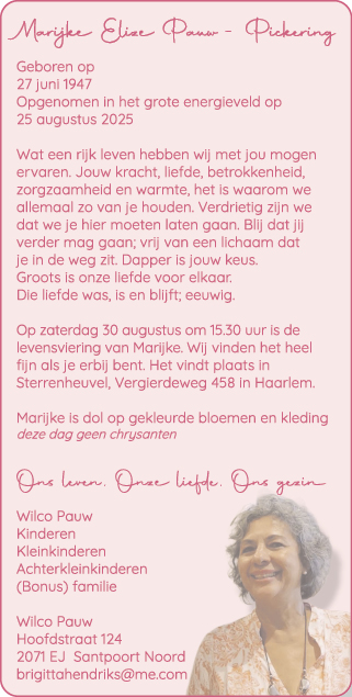 Familiebericht/overlijdensbericht