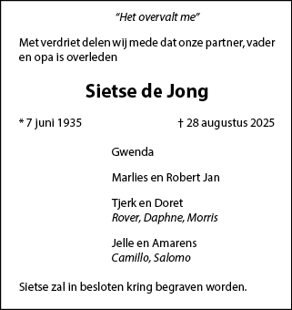 Familiebericht/overlijdensbericht