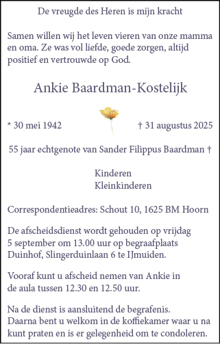 Familiebericht/overlijdensbericht