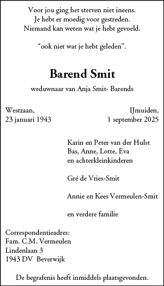 Familiebericht/overlijdensbericht