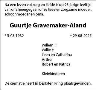 Familiebericht/overlijdensbericht
