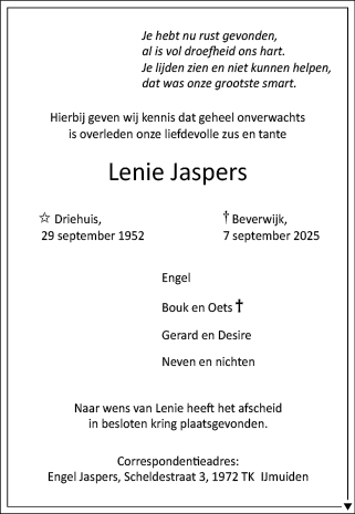 Familiebericht/overlijdensbericht
