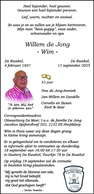Familiebericht/overlijdensbericht