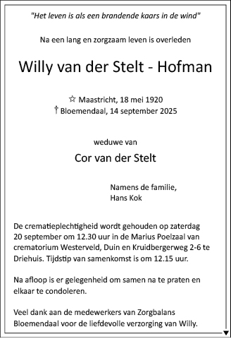 Familiebericht/overlijdensbericht