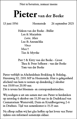 Familiebericht/overlijdensbericht
