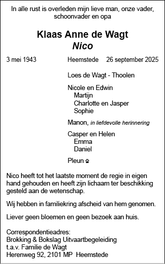 Familiebericht/overlijdensbericht