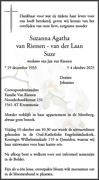 Familiebericht/overlijdensbericht