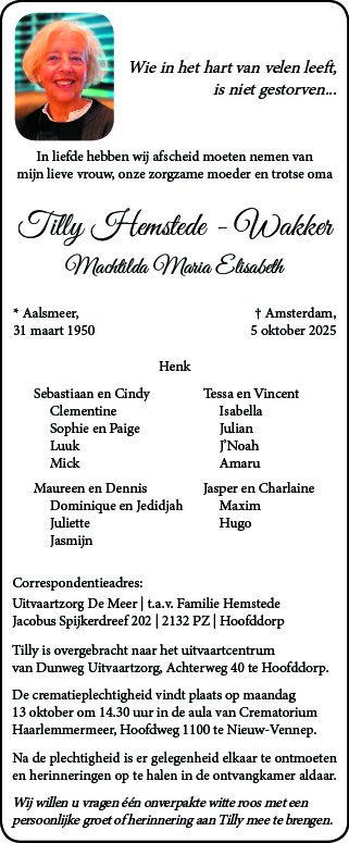 Familiebericht/overlijdensbericht