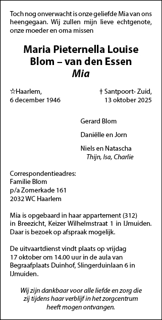 Familiebericht/overlijdensbericht