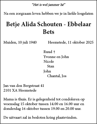 Familiebericht/overlijdensbericht