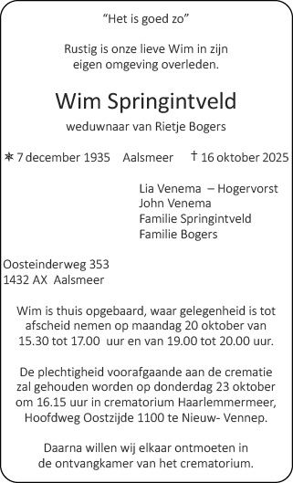 Familiebericht/overlijdensbericht