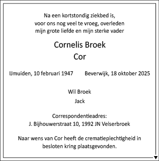 Familiebericht/overlijdensbericht