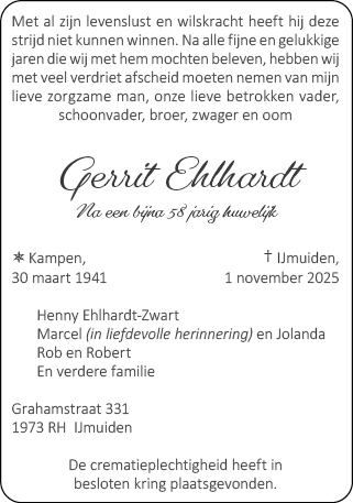 Familiebericht/overlijdensbericht