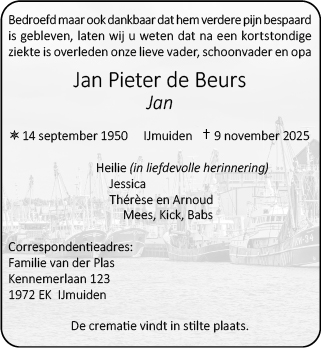 Familiebericht/overlijdensbericht