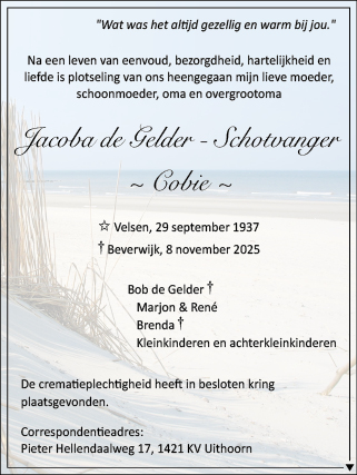 Familiebericht/overlijdensbericht