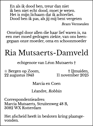 Familiebericht/overlijdensbericht