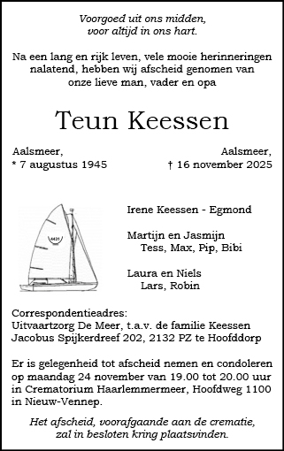 Familiebericht/overlijdensbericht