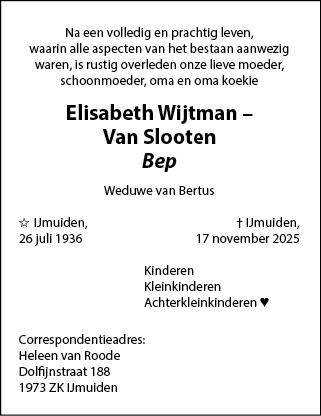 Familiebericht/overlijdensbericht