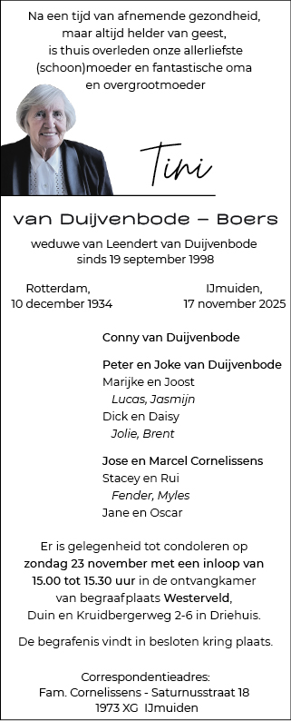 Familiebericht/overlijdensbericht