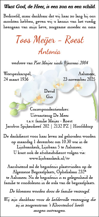 Familiebericht/overlijdensbericht