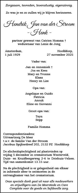 Familiebericht/overlijdensbericht