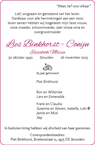 Familiebericht/overlijdensbericht