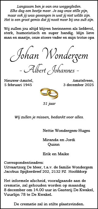 Familiebericht/overlijdensbericht