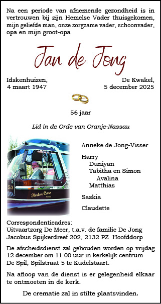 Familiebericht/overlijdensbericht