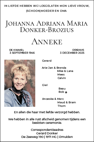 Familiebericht/overlijdensbericht