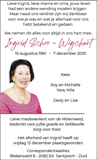 Familiebericht/overlijdensbericht