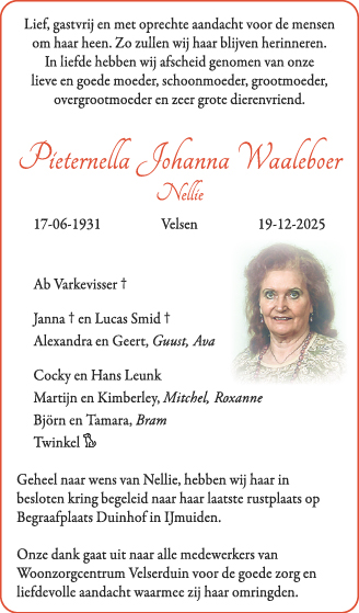 Familiebericht/overlijdensbericht