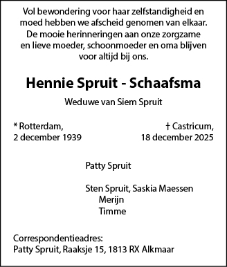 Familiebericht/overlijdensbericht