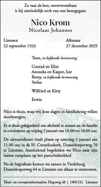 Familiebericht/overlijdensbericht