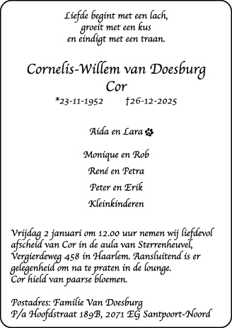 Familiebericht/overlijdensbericht