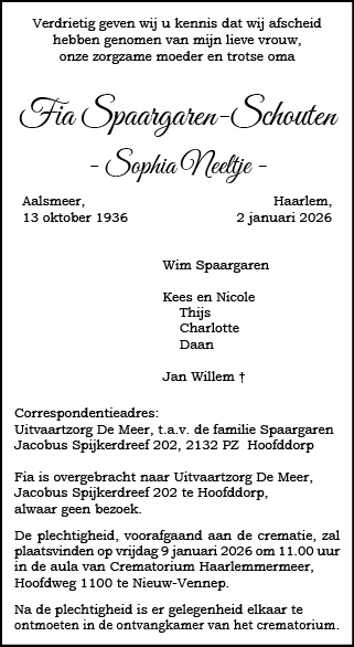 Familiebericht/overlijdensbericht