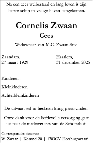 Familiebericht/overlijdensbericht