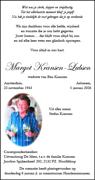 Familiebericht/overlijdensbericht