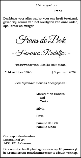 Familiebericht/overlijdensbericht