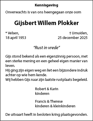 Familiebericht/overlijdensbericht